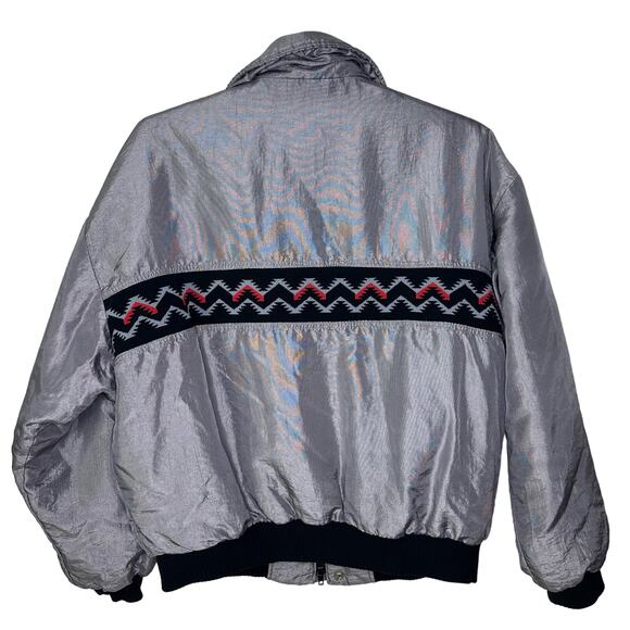 VTG Comfy Casuals Men's‎ XL Jacket Southwestern Silver Gray Zip Up Western Aztec - Picture 2 of 9